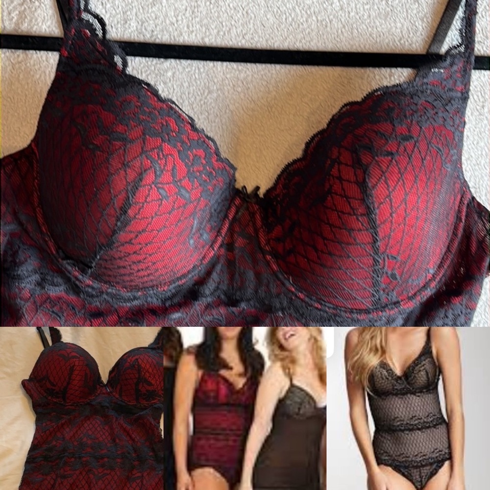Black/Red lace bodysuit shaper teddy 2xl